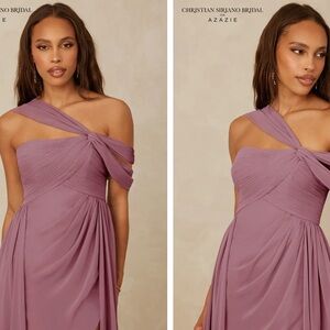Christian Siriano for AZAZIE Vintage Mauve One-Shoulder Bridesmaid Dress